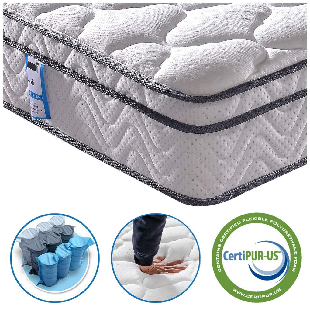 VesganttiEuropean Double Mattress 140x200cm - 10.3 Inch Hybrid Mattress with Breathable Foam and Individually Pocket Spring - Medium Firm, Classic Box Top CollectionOEKO-TEX STANDARD 100