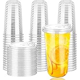 20oz Disposable Stemless Glasses With Strawless Sip Lids,PET Disposable Drinking Cups,Clear Plastic Wine Glasses for Parties Birthday,Wedding,Meeting,Christmas Party Supplies (50, Transparent)