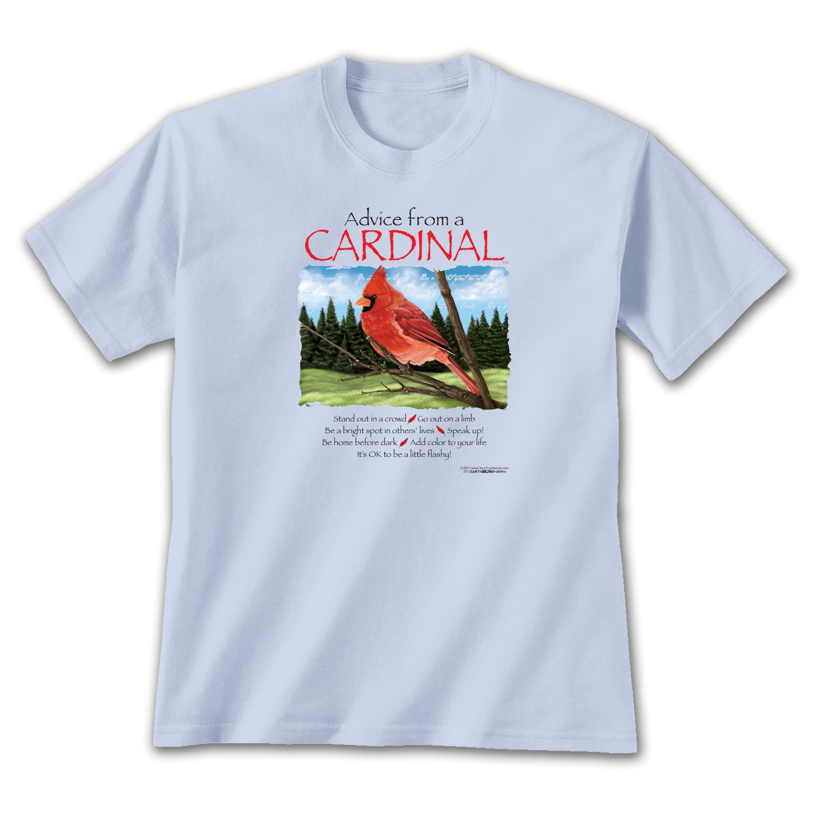 Advice From A Cardinal Lg Light Blue, Red Bird, Novelty Gift Apparel T Shirt