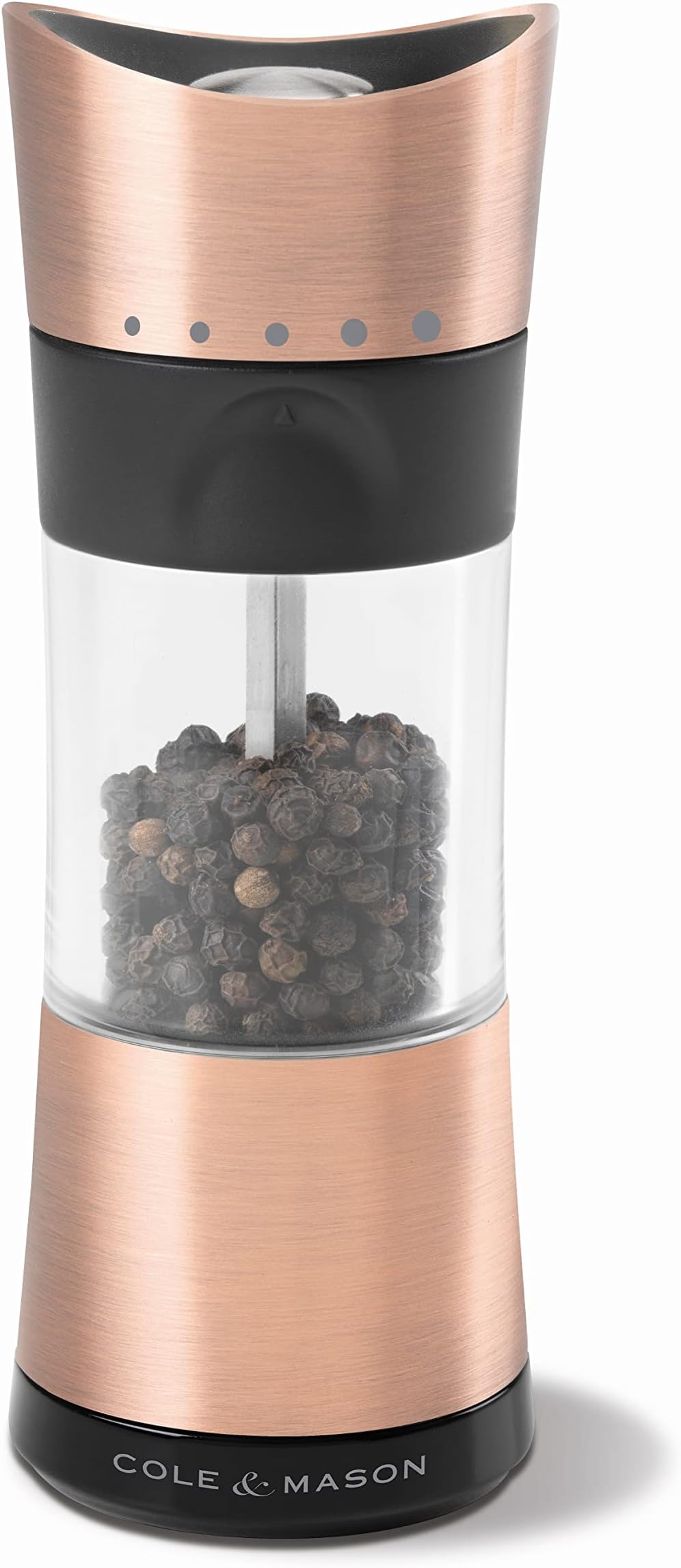 Cole & Mason Horsham Copper Pepper Mill 5 Settings Mess Free Inverta 154mm