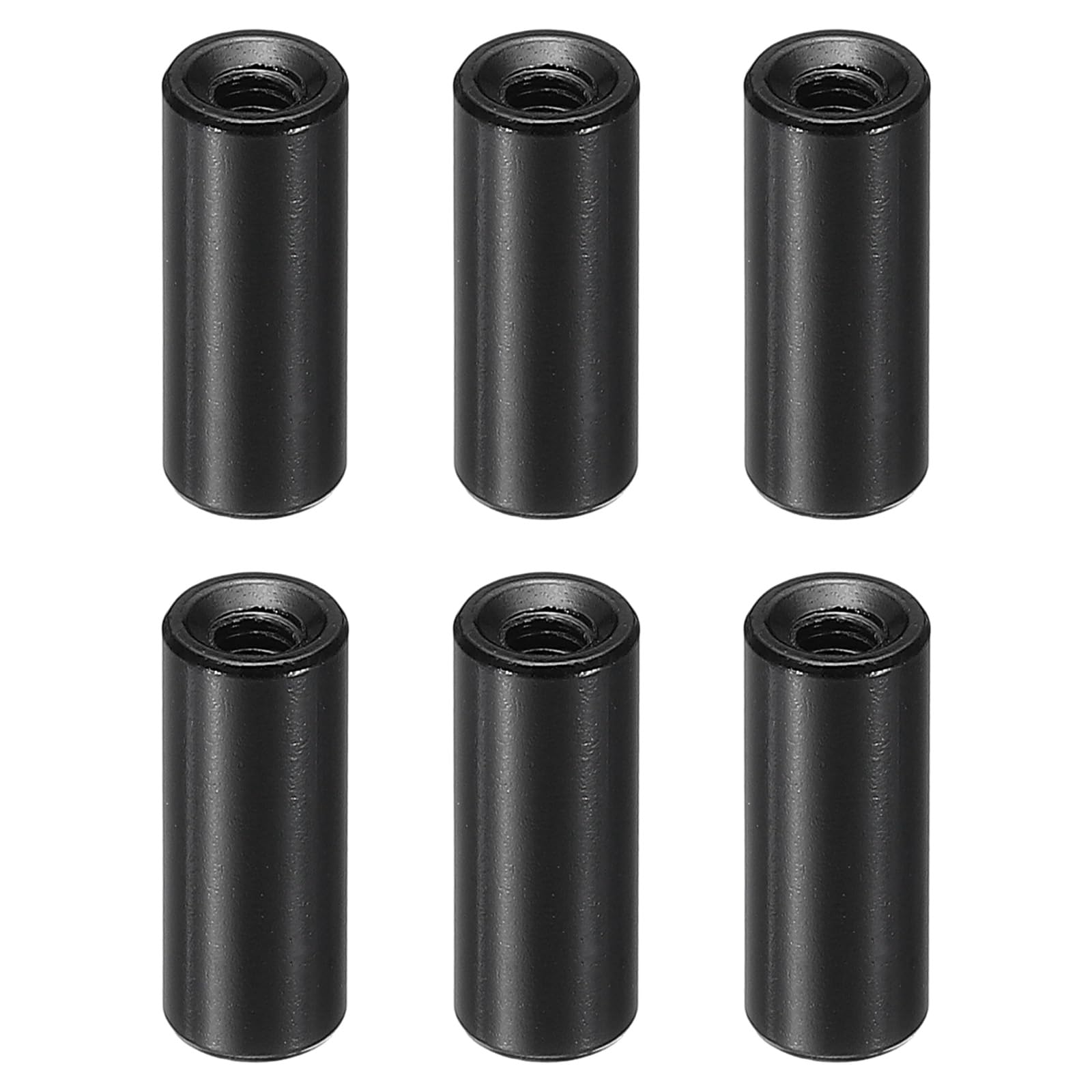 PATIKIL 6pcs M3 Metal Threaded Standoff Spacer Nuts, Round Aluminum Spacers Female Coupling Screws, 1/8" ID x 1/4" OD, Black 3x6x15mm โ image 1