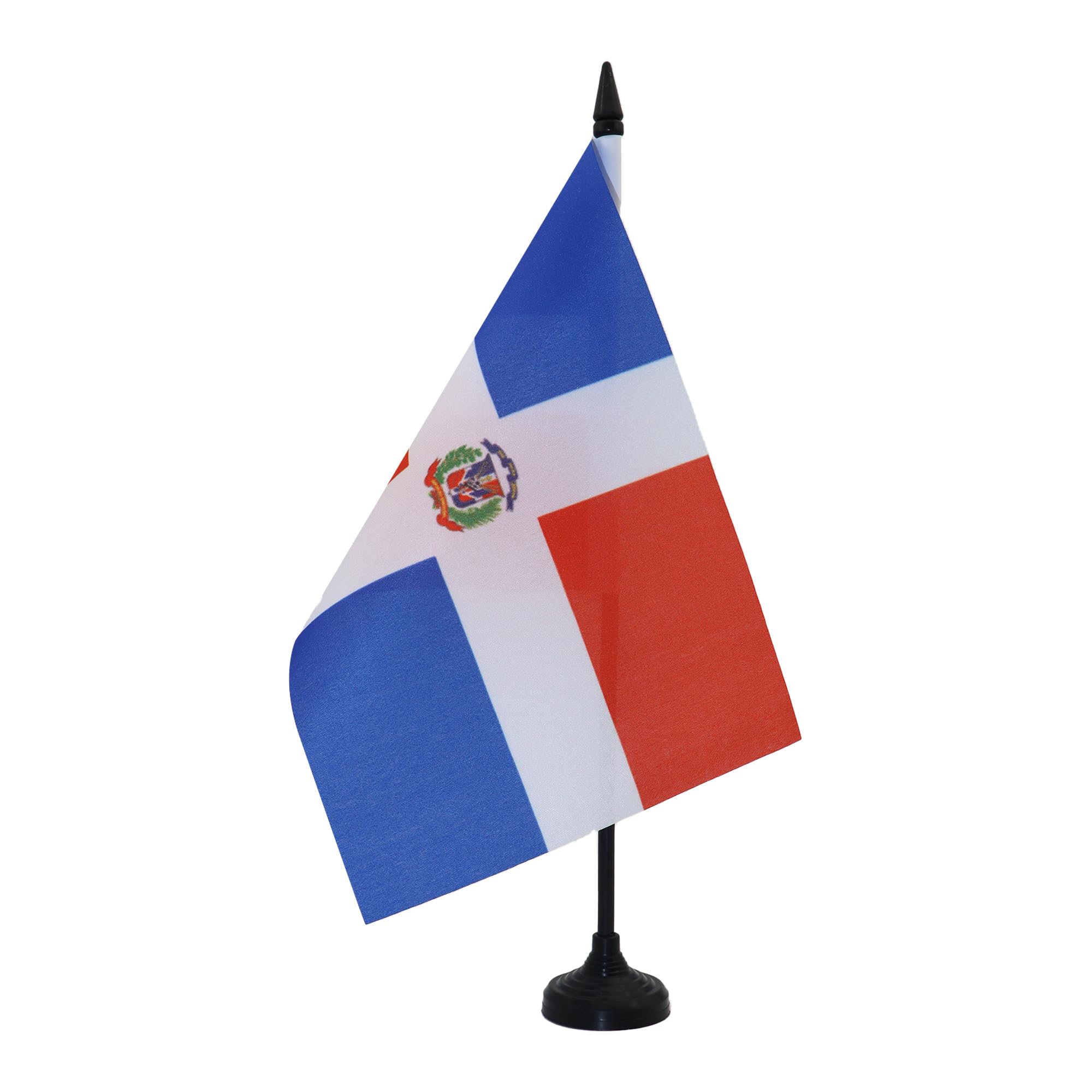 AZ FLAG Dominican Republic Table Flag 5'' x 8'' - Dominican Office Decoration 100% Polyester 21 x 14 cm - Mini Desk Flag with Pole and Black Plastic Base — image 1