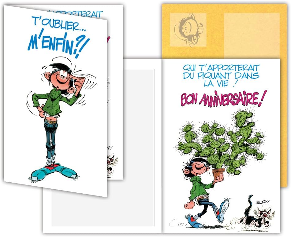 Gaston Lagaffe Glct 0144 Carte D Anniversaire Avec Motifs Oublier Retard Cactus Plante Chat Amazon Fr Fournitures De Bureau
