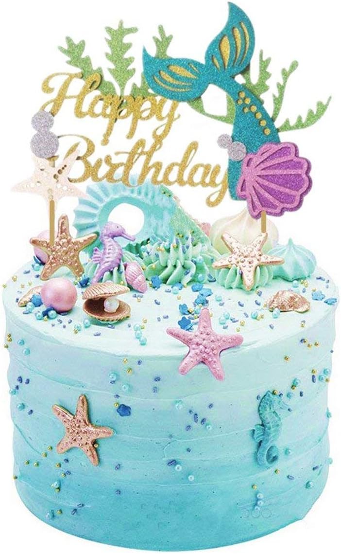 Glitter Mermaid Cake Topper Happy Birthday