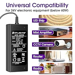 HitLights 24V Power Supply, 2.5A 60W Adapter