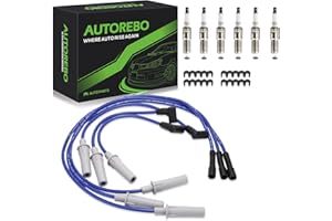 AUTOREBO Set of 6PCS Ignition Spark Plug Wires 671-6262 & 6 Iridium Spark Plugs Compatible with Jeep Wrangler V6 3.8L # 53141 RC-CRX067 7733 68017712AC 68017712AB，2007 2008 2009 2010 2011