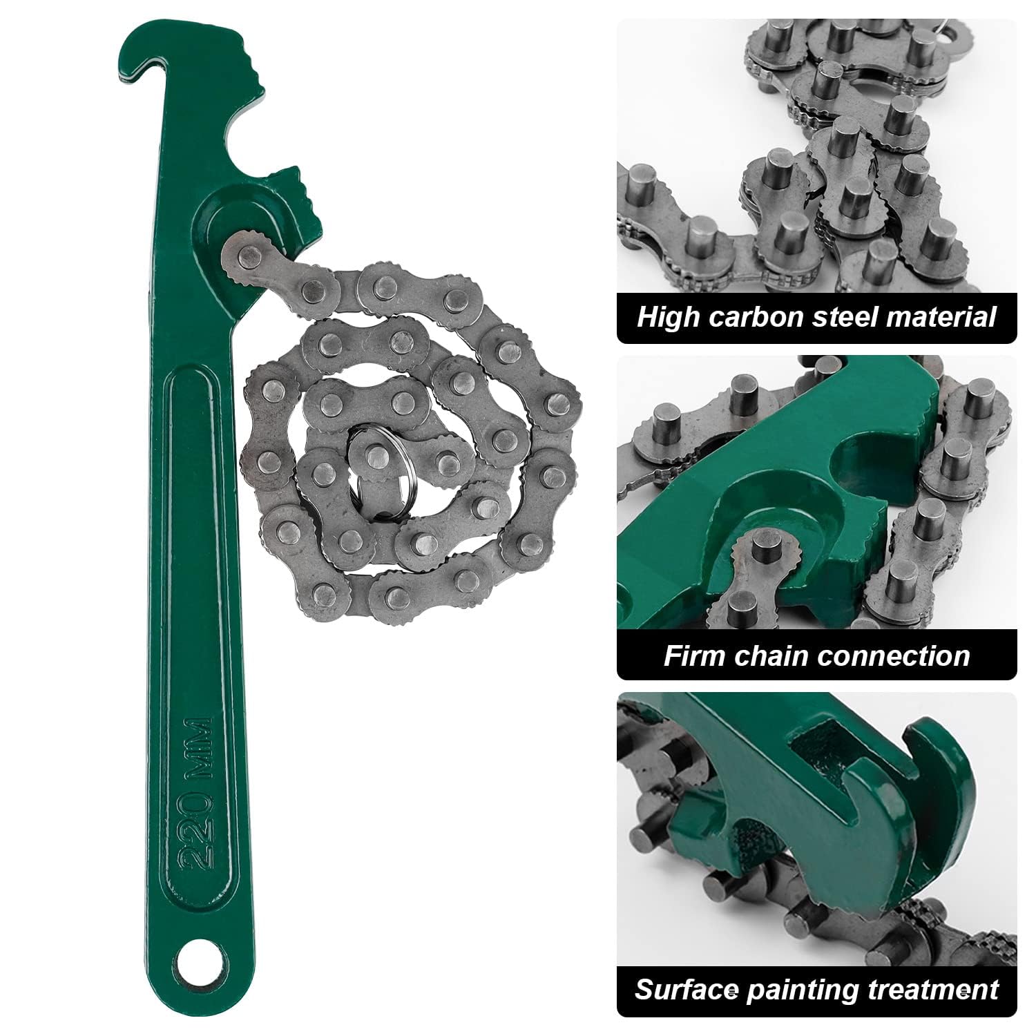 MYLERCT 9 Zoll Ketten Ölfilterschlüssel, Verstellbar, Geeignet für Autowartung, Mechanische Demontage und Installation 3