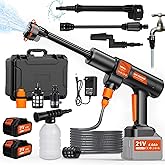 TOPALL Cordless Pressure Washer Max 45 Bar/652PSI,Portable Pressure Washer Battery Powered with 2 * 4Ah Batteries,8.5M Hose,6