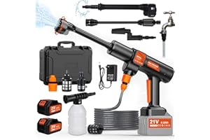 TOPALL Cordless Pressure Washer Max 45 Bar/652PSI,Portable Pressure Washer Battery Powered with 2 * 4Ah Batteries,8.5M Hose,6