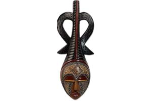 NOVICA Decorative Wood Mask, Black Brown