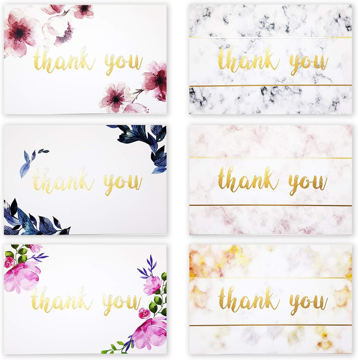 Amazon Thank Youカード テンプレート36枚入り ボックス入り 封筒付き 4 X 6インチ 内側は白紙 バルクセット ブライダルブライズメイド 結婚式 卒業式 感謝祭 記念日 文房具 カフェ 花嫁 グリーティングカード 文房具 オフィス用品