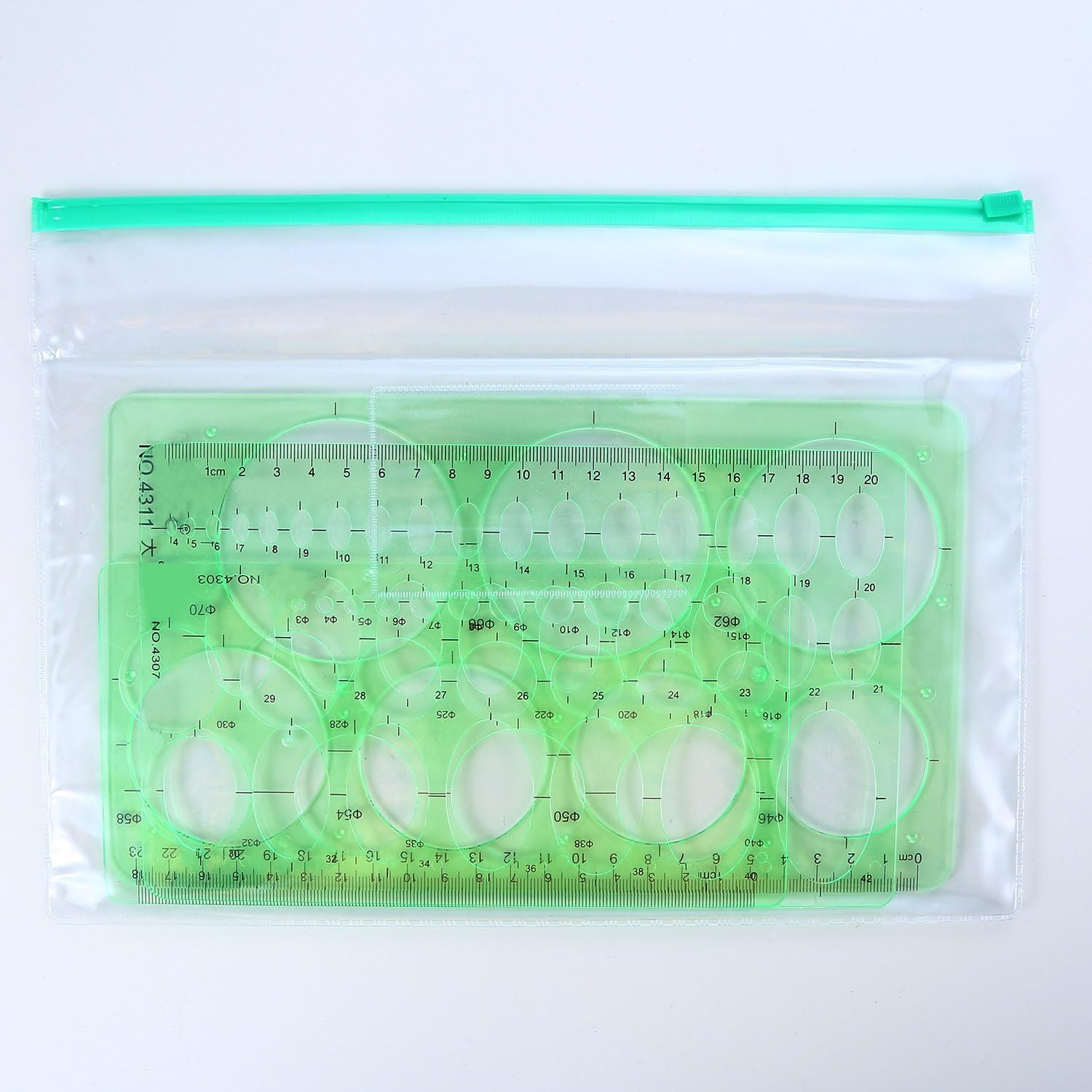 Hestya Circle Template 3 Pieces Plastic Circle and Oval Templates Measuring Templates Rulers Digital Drawing for Office and School Building Formwork Drawings Templates (Clear Green) : Office Products
