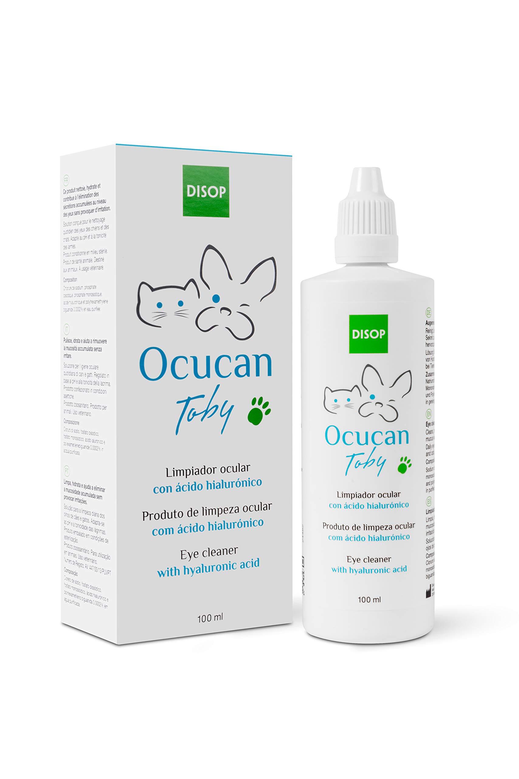 Ocucan Eye cleanser with Hyaluronic Acid for Dogs and Cats. Removes Rheum and Dirt Gently and Naturally. Prevents the Appearance of Stains under Eyes (100 ml)