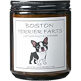 Boston Terrier Gifts & Decor, Boston Terrier Gifts for Women - Boston Terrier Farts Candle, Natural Soy Wax Lavender Scented Candle 7oz