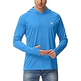 isnowood Sun Shirt UPF 50+ Men's Fishing Shirt Long Sleeve UV Protection Hoodie Rash Guard for Swimming Running Hiking Light