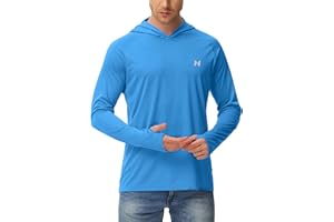 isnowood Sun Shirt UPF 50+ Men's Fishing Shirt Long Sleeve UV Protection Hoodie Rash Guard for Swimming Running Hiking Light