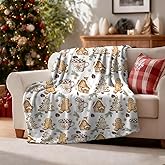 Earndodo Christmas Gingerbread Throw Blanket, Hot Cocoa Fuzzy Blanket, Gingerbread House Christmas Holiday Soft Cozy Flannel Blanket for Bed Couch Sofa, 50x60 Inches