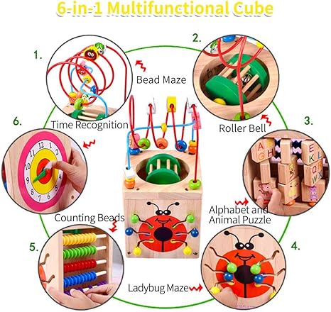 Beebeerun Cube D Activite Bebe En Bois 6 En 1 Centre D Activite Jeu D Eveil Premier Age Jouet Educatif Interactif Cadeau Pour Les Jeunes Enfants Natural Amazon Fr Jeux Et Jouets