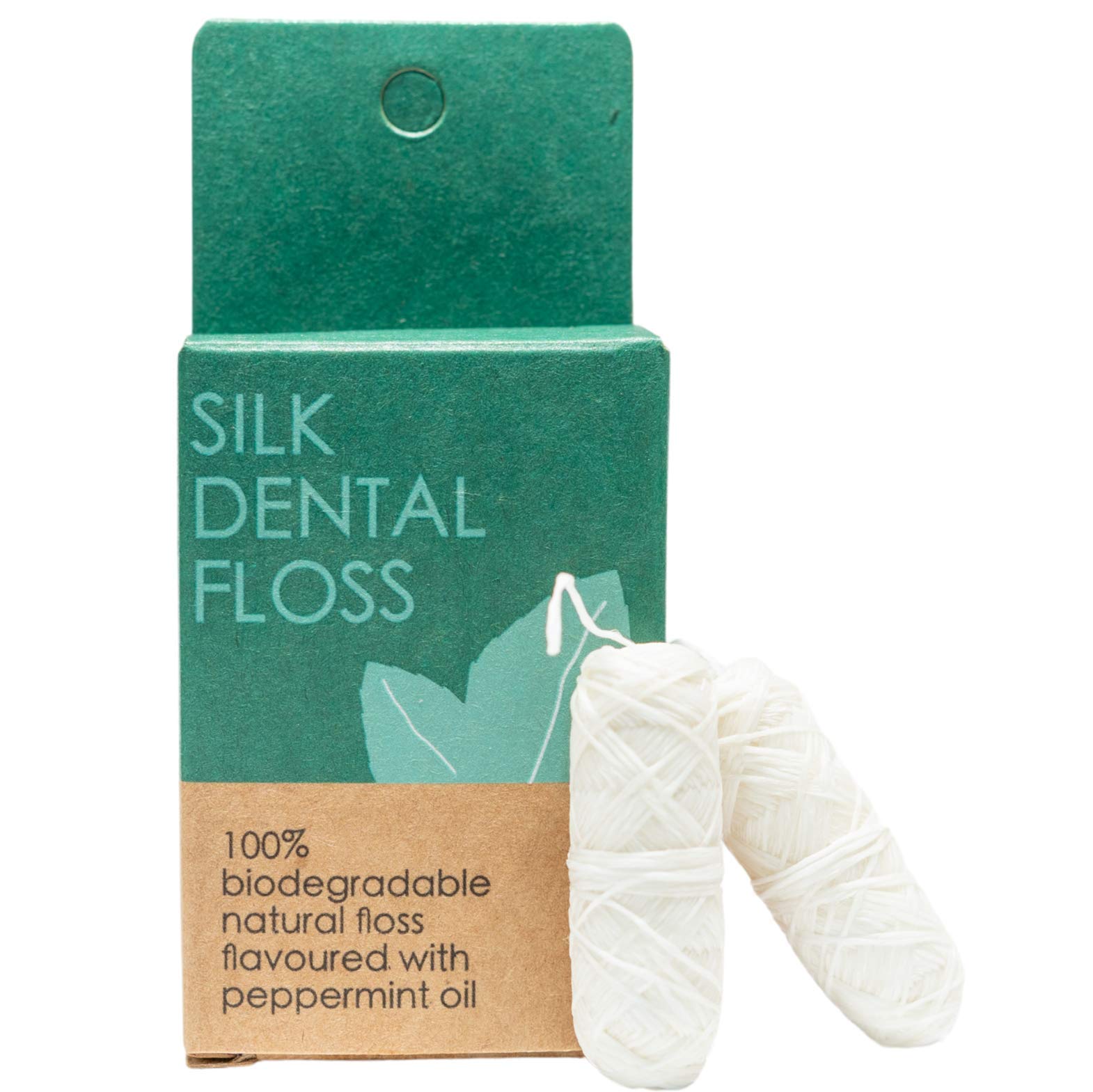 FLON Natural Silk Dental Floss ~ Eco Friendly Biodegradable Plastic Free Natural Floss ~ Peace Silk ~Candelilla Waxed Mint Flavoured (Floss Refills - 30m X 2)