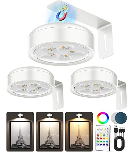 Puck Light With Motion Sensor And Remote Control, Wireless Rechargeable Under Cabinet Light, Magnetic LED, Dimmable And Timer, 3 Colors/6 Pack - View #11