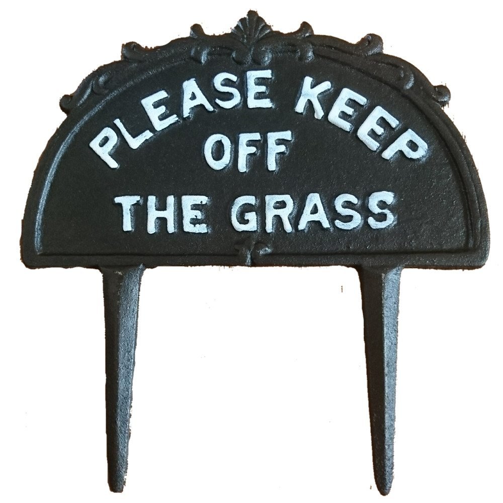 garden ornaments and accessories Classic Cast Iron Please Keep Off The Grass Sign