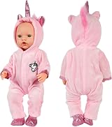 Aolso Baby Doll Clothes 14-18 Inch Unicorn Hooded Jumpsuit with Coat Hanger view 4