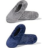 GLENMEARL 2 Pairs Slipper Socks for Women with Grippers, Non Slip Soft Sole Winter Warm Womens Slipper Socks, Fluffy Fuzzy Warm Thick Socks Indoor