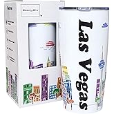Beary Blu City Themed Artwork Tumbler Collection - Designed in the USA - 20oz Vacuum Insulated Tumbler with Lids - Stainless Steel Coffee Travel Mug with, Cup for Hot Cold Drinks (Las Vegas)