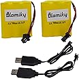 Blomiky 2 Pack 3.6V 700mAh AA Nicd Rechargeable Battery Pack with SM-2P 2 Pin Plug and USB Charger Cable for SY-E571 RC Excavator RC Cars 3.6V Battery and USB 2