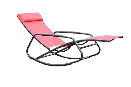 Leco Schaukelsessel rot Gartenmöbel 154 cm Breite 61 cm Höhe 82 cm Länge Liegefläche: ca. 182 cm