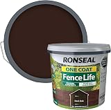 Ronseal One Coat Fence Life Dark Oak 5L Wood Stain Protection view 1