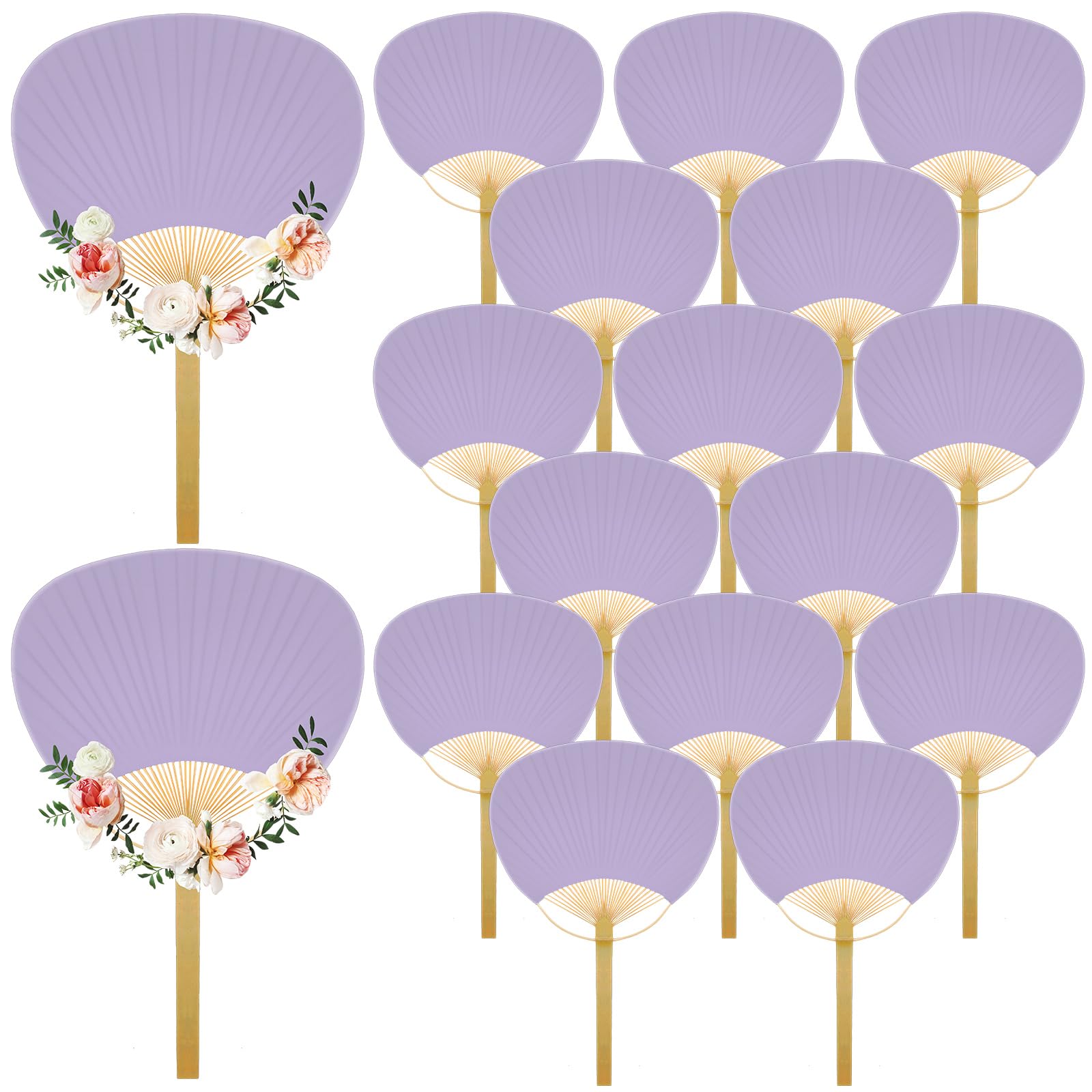 Geelin 50 Pcs Paddle Fan Bulk For Wedding Guests Decorative Fans