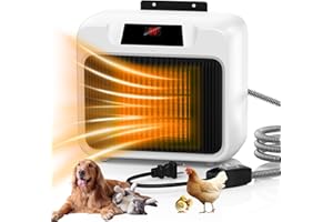 YIABIVO Dog House Heater With Thermostat,Heated Dog House With 6FT Anti Chew Cord and 2 Heating Mode (300/600W), Safe Pet House Heater for Dogs Chicken Coops Rabbits