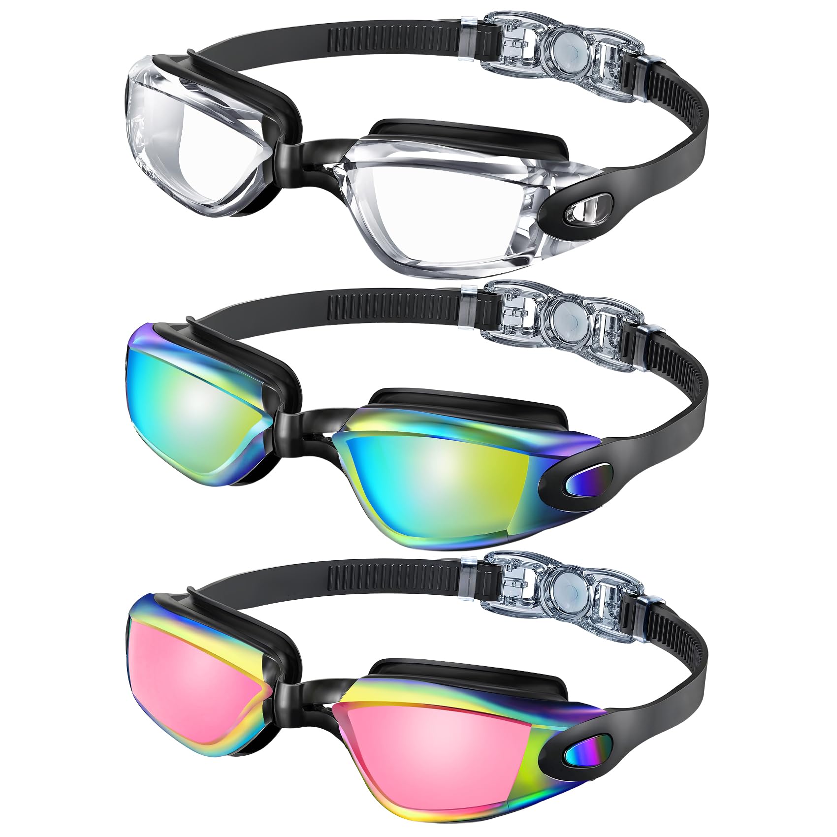 Photo 1 of CIFOYA Kids Swim Goggles, Pack of 3 Swimming Goggles for Children Teens, Anti-Fog Anti-UV Youth Swim Glasses for Age 4-16