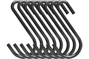 HEDGBOBO 24 Pack S Hooks for Hanging Heavy Duty S Hook Hanger for Kitchen, Bathroom, Bedroom, Office, Pans, Coats, Bags, Plants (Black, 3")