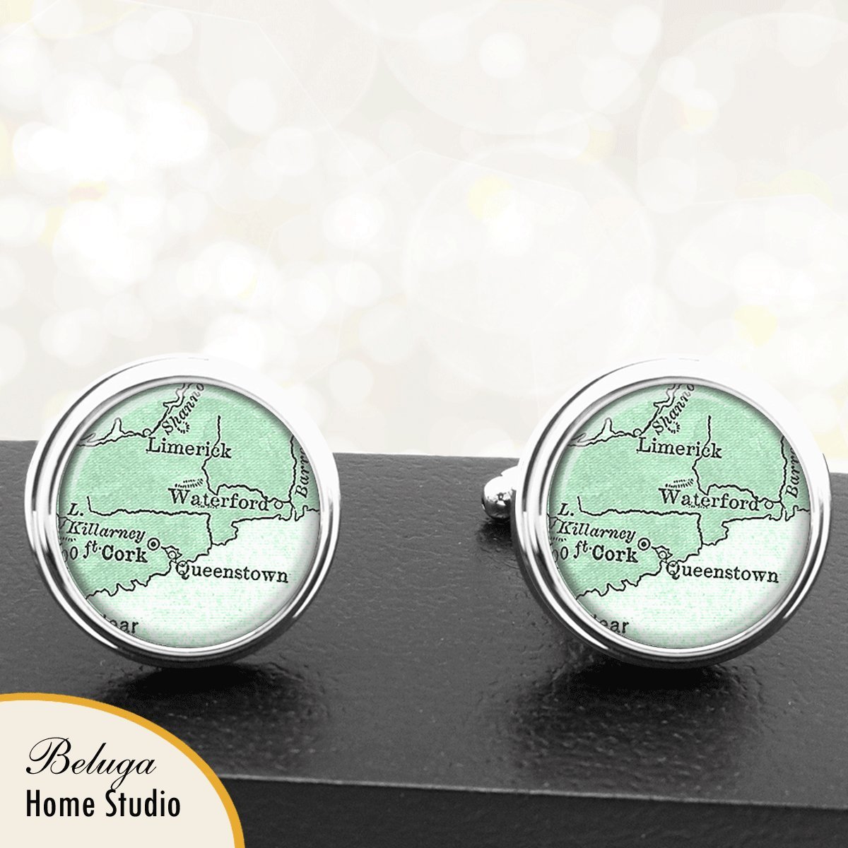 Cufflinks Cork Queenstown Limerick Waterford Ireland UK United Kingdom Map Cuff