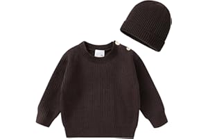 YOUNGER TREE Toddler Baby Boy Girl Sweater Warm Crewneck Pullover Knit Long Sleeve Tops with Hat Fall Winter Clothes