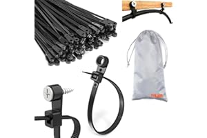 TRILNNO Nylon Universal Cable Tie Buckle,Black Zip Ties Heavy Duty with Screw Hole 75lbs Mountable head Cable management Ties for Indoor & Outdoor Use (50, Hole type)
