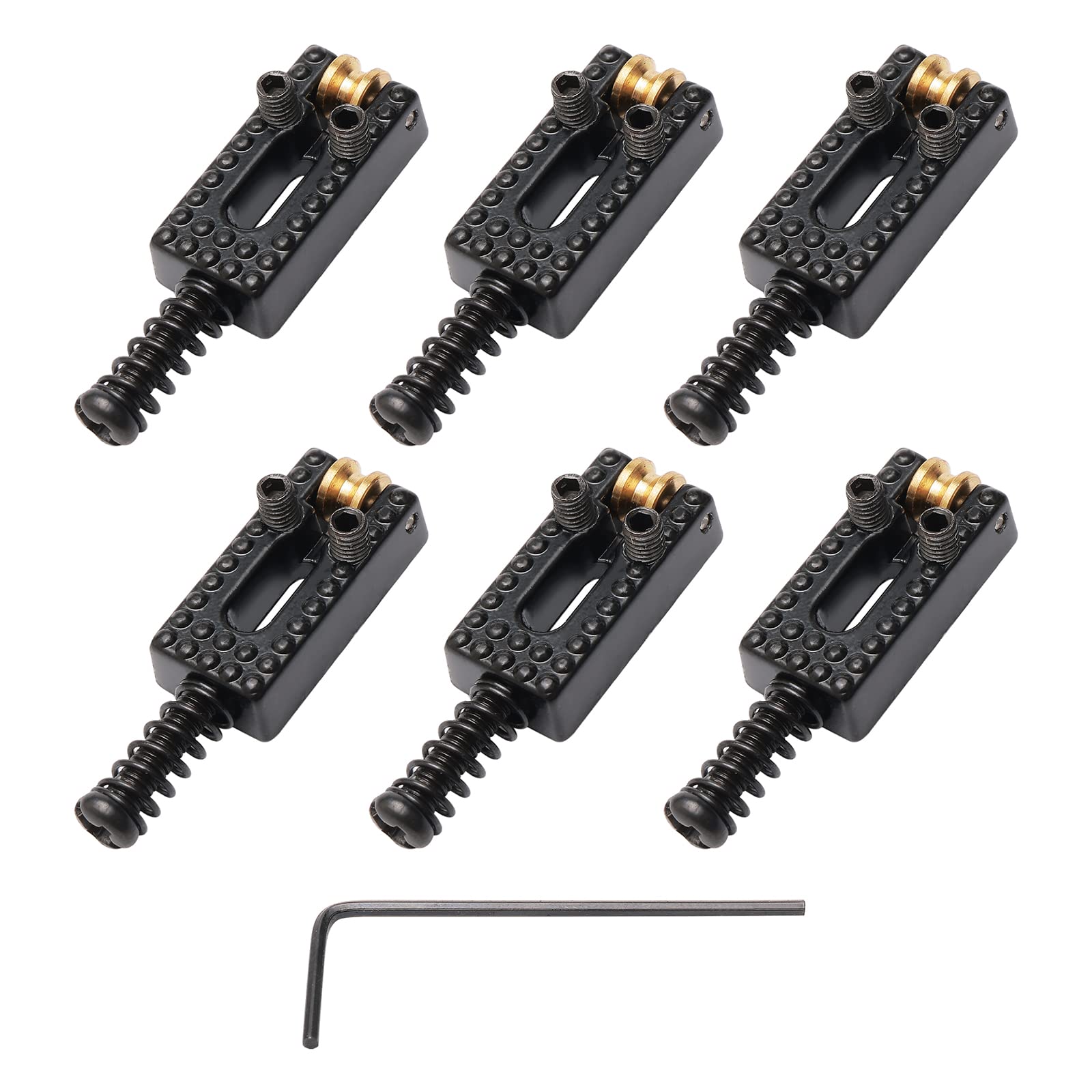 Unxuey Guitar Tremolo Saddles, 6 Pcs Electric Guitar Roller Bridge Saddles for Electric Guitar Replacement with Wrench