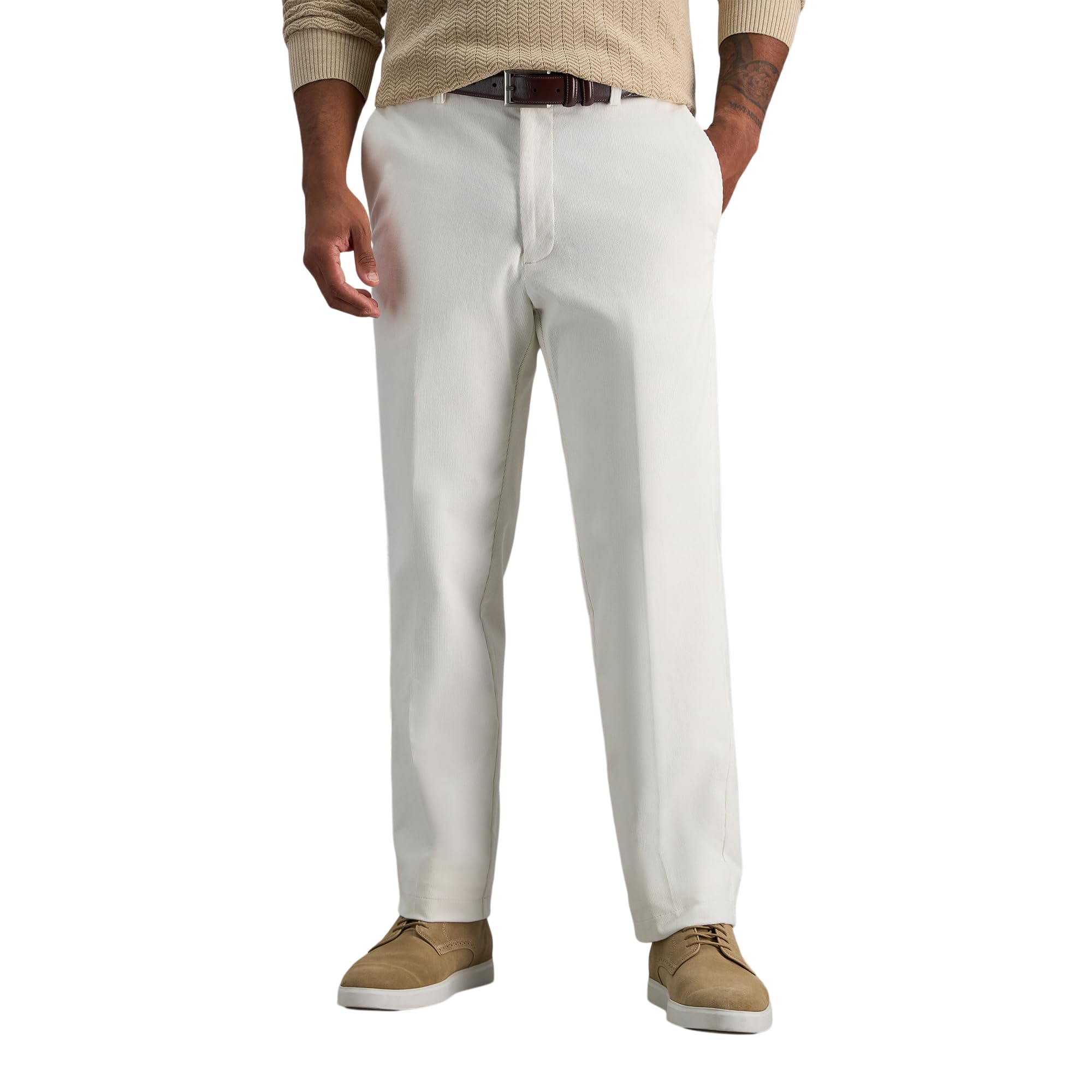 Haggar Men's Classic Fit Stretch Corduroy Pant - Ivory 34x34 Image