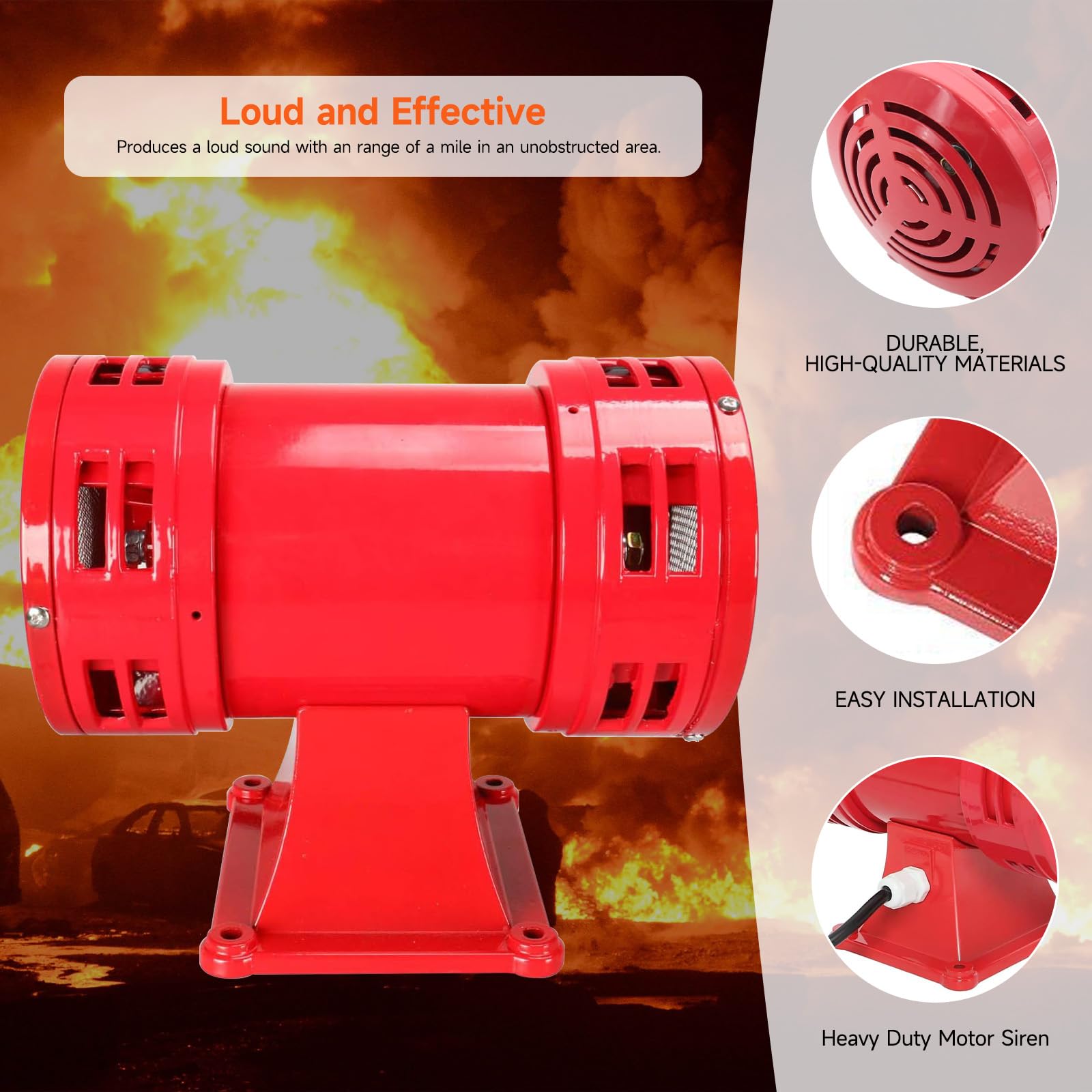 YaeCCC Air Raid Siren, 110V Electric Motor Driven Siren Alarm - 150db, Super Loud for Home & Outdoor