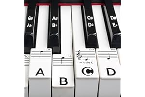 runzoos Piano Key Stickers for 88/76/61/54/49 Keys, Removable Piano Stickers for Beginners, Piano Keyboard Stickers for Kids, Keyboard Stickers for Piano Keys, Piano Key Labels Notes (Black)