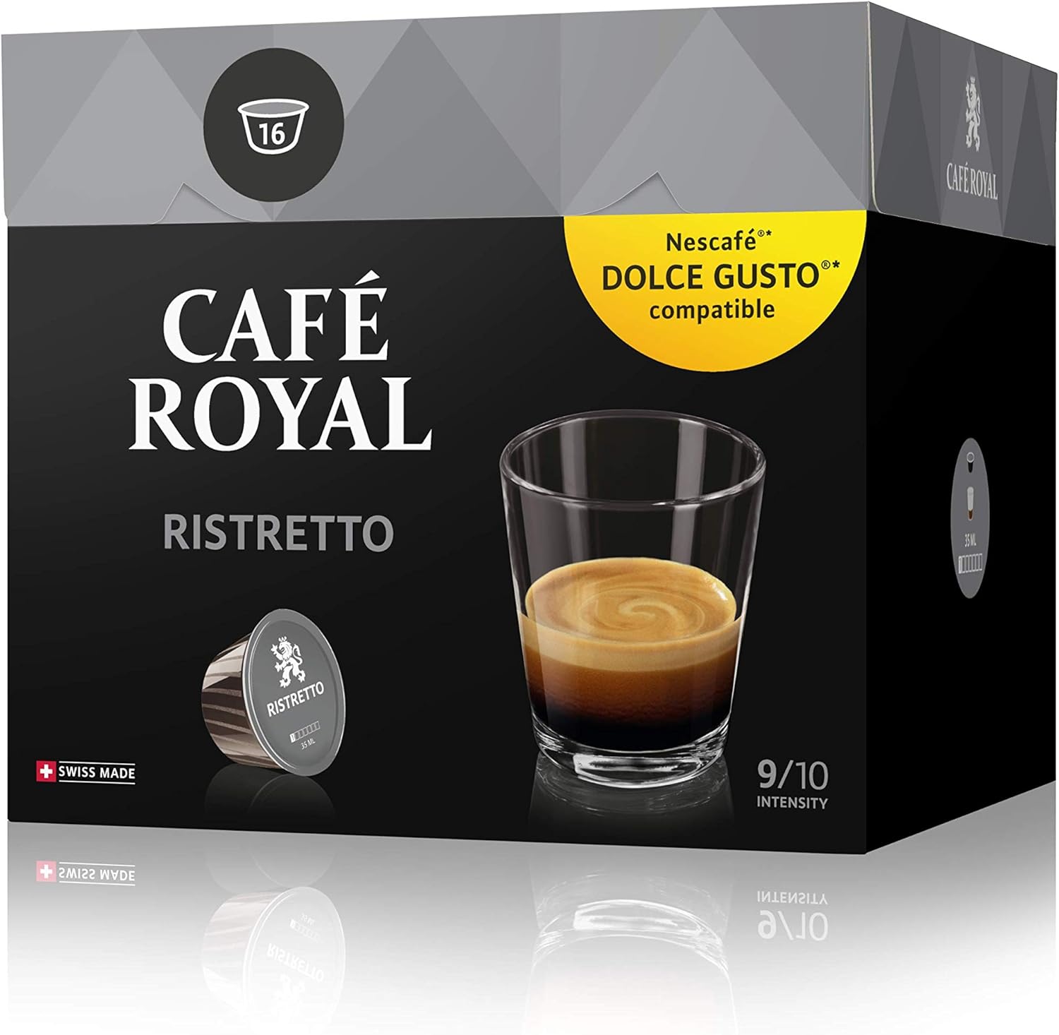 Cafe Royal Ristretto 16 Coffee Pods Compatible With The Nescafe R Dolce Gusto R Systems Intensity 9 10 Amazon Co Uk Grocery