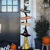Lighted Halloween Wooden Witch Broom for Indoor Outdoor Decorations | Spooky Halloween Witch Decorations, Perfect for Entry Way, Front Porch Home Decor