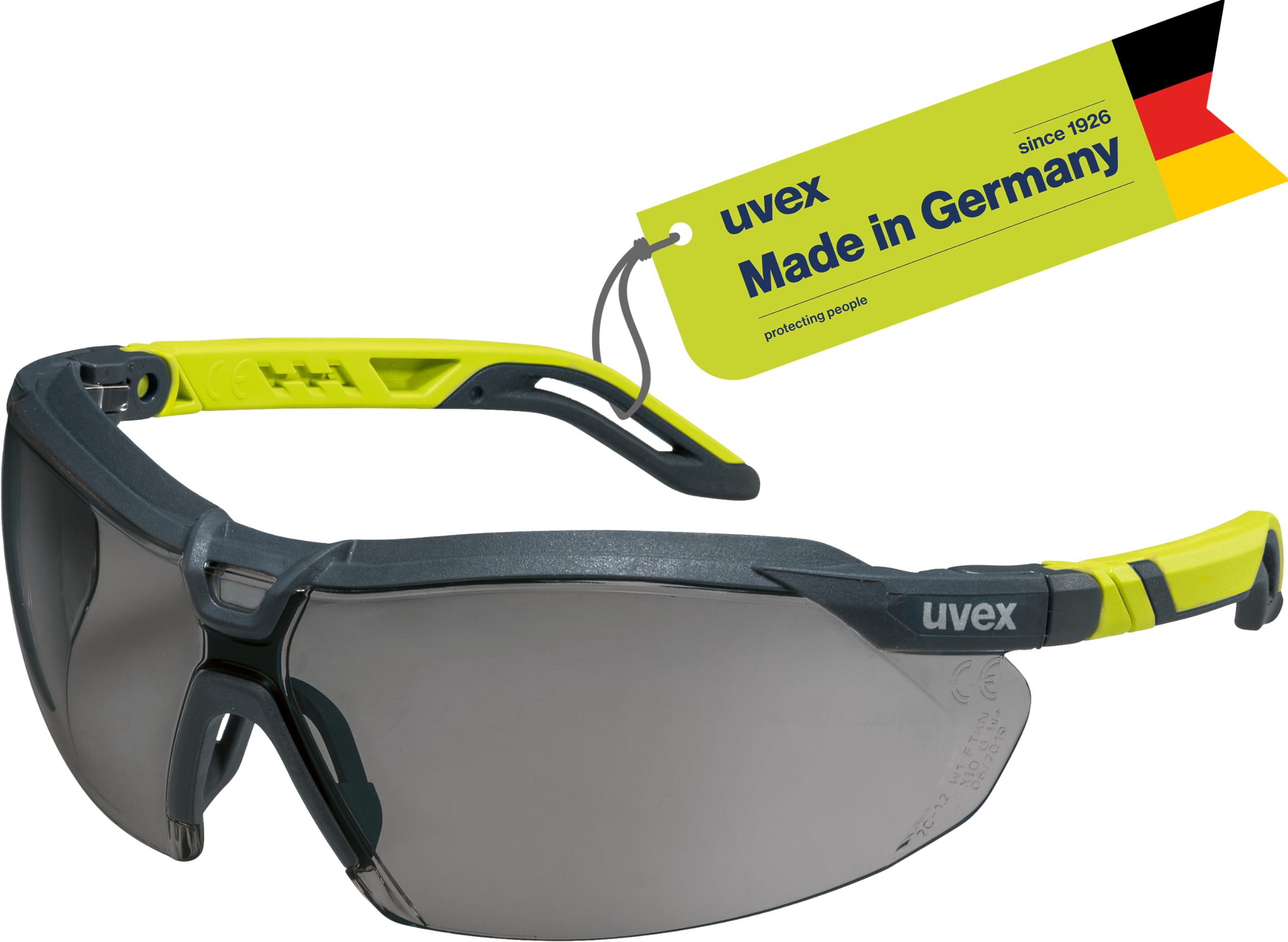 Uvex i-5 Safety Glasses – Adjustable Work & Protective Glasses with 100% UV Protection, Length- and Angle-Adjustable Temples – Ideal for Construction, Laboratory, DIY & Sports