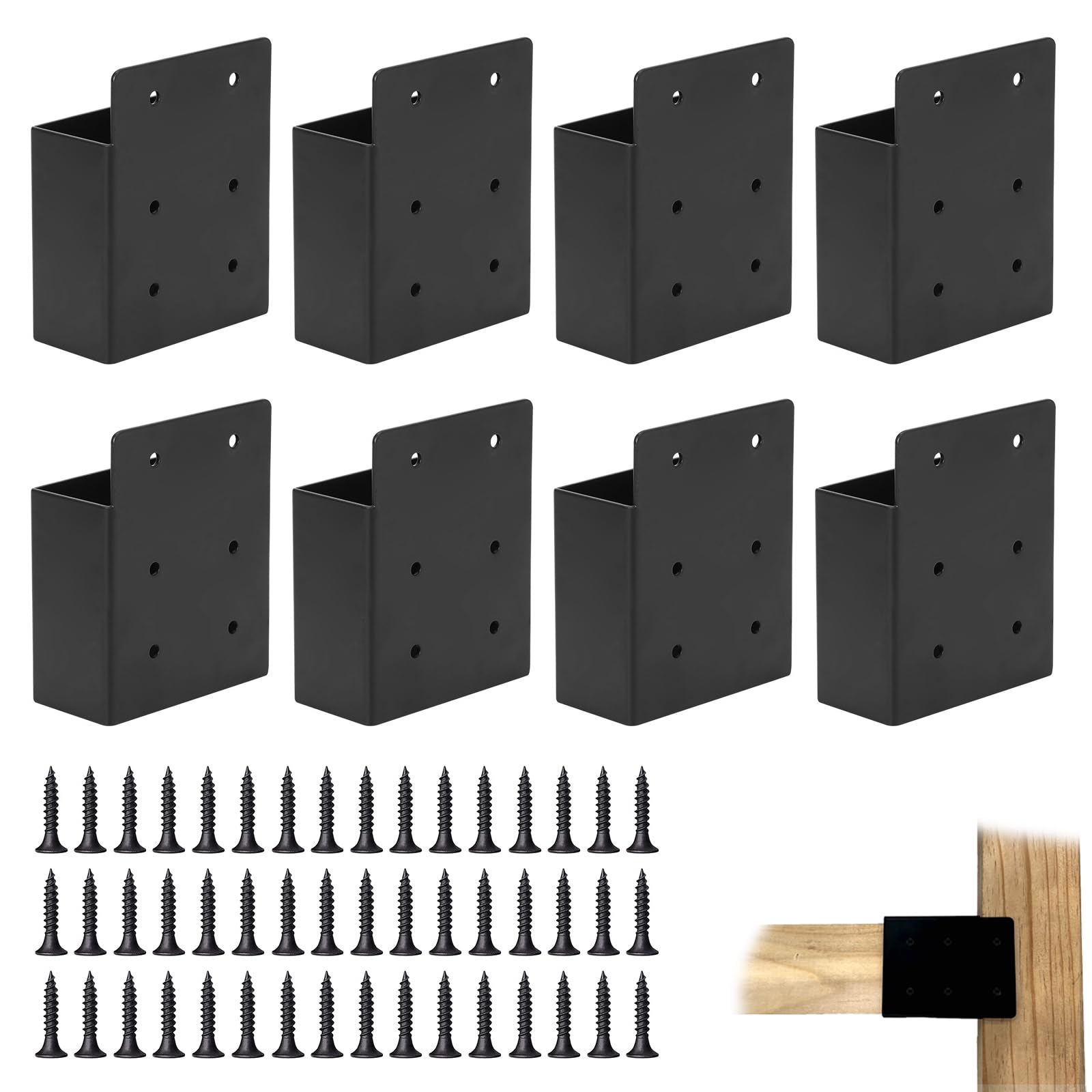 Photo 1 of Rasugarlary Pergola Brackets, Pergola Privacy Wall Brackets Privacy Wall Bracket Post Side Rafter Bracket for 2x4 Wood Post DIY Pergolas Deck Railing Connector (with Screws) 8 Pcs