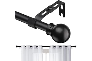 Black Curtain Rods for Windows 28 to 48 Inch, 5/8 Inch Small Curtain Rod For Bathroom, Living room, Kitchen (size：28-52 Inch)