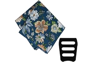 GHTIYLP Floral Cotton Pocket Squares for Men with Pocket Square Holder Flower Men's Handkerchiefs for Wedding Groom Casual