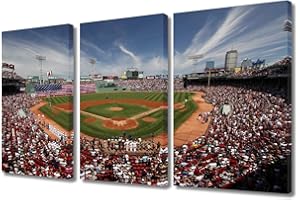 TUMOVO Fenway Park Canvas Art Wall Decor Boston Baseball Field Skyline Bedroom Wall Art Pictures for Living Room USA Sports Stadium Wall Painting Modern Wall Art Framed Ready to Hang 36" Wx24 H