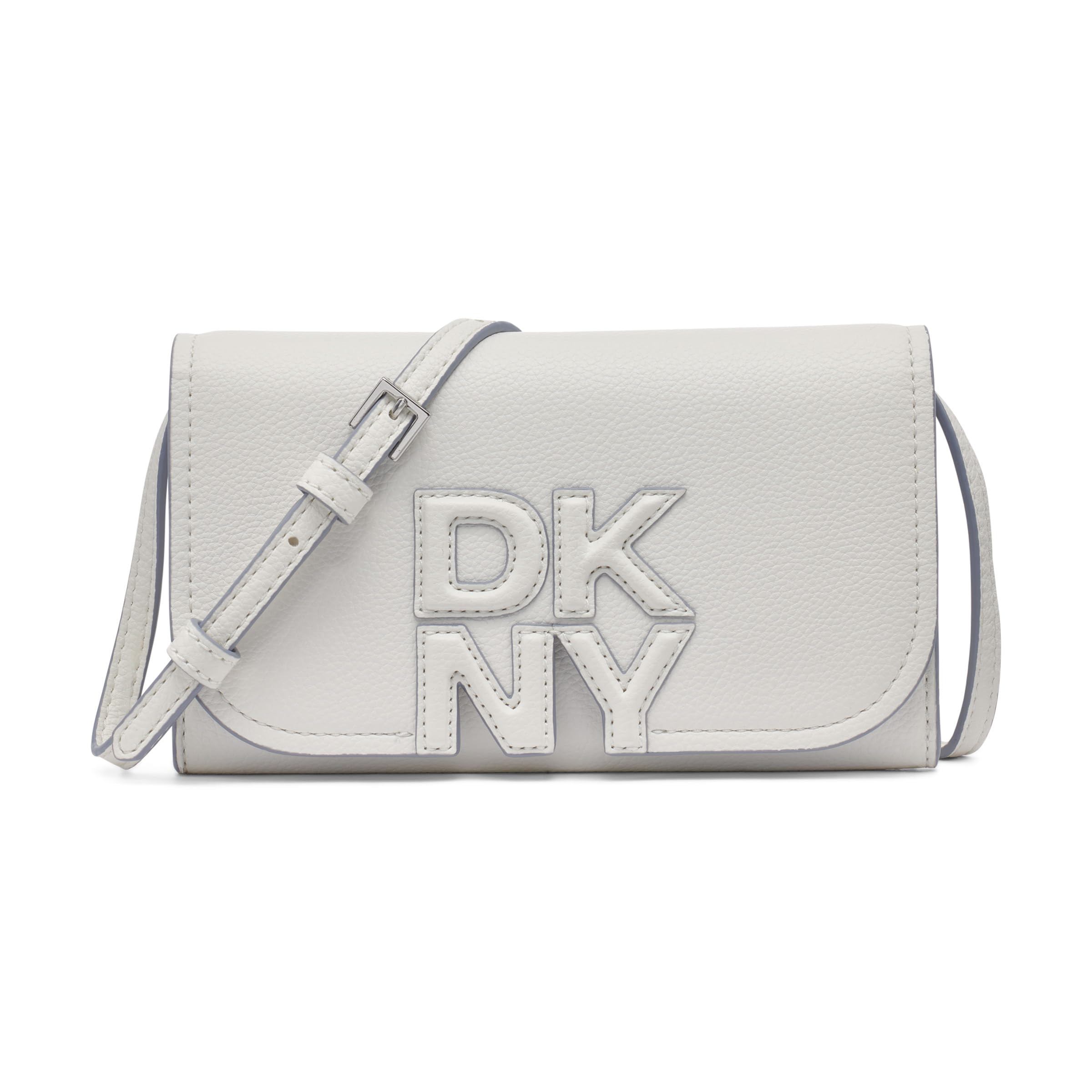 DKNY Women’s Nicole Wallet on Crossbody, Marshmellow/Skyline Blue, One Size